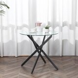  Moderni stakleni blagovaonski stol promjera 80 cm kuhinjski stol s kaljenom staklenom pločom i metalnim nogama za 4 osobe | shoptok.hr