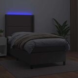  Box spring postelja z vzmetnico LED siva 90x200 cm umetno usnje, (20930517) | Shoptok.si