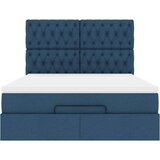 vidaXL Otomanski posteljni okvir z vzmetnico moder 140x200 cm blago | Shoptok.si