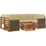  Set vanjskih sofa 7 kom. Prirodna i bež Čvrsto drvo akacije | shoptok.hr