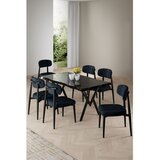 Hanah home trpezarijski set Zerra, sto i 6 stolica, ploča u dekoru crnog mermera, antracit tkanina Babyface | Eponuda.com