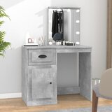 The Living Store Toaletna mizica z LED lučmi beton. siva 90x50x132,5 cm inž. les - Toaletna Mizica, (21671037) Cene