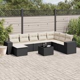  9-dijelni set vrtnih sofa s jastucima crni od poliratana Crna | Shoptok.si