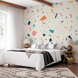  Foto tapeta - Terrazzo with Multicolored Large Elements Cheerful Pattern on a Light Background 147x105 Samoljepljiva | shoptok.hr