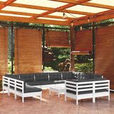 Maison Chic Seti vrtnega pohištva - Vrtna garnitura - Vrtni pohištvo set 12-delna z blazinami bela borovina, (21819799) | Shoptok.si