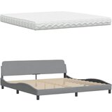 Krevet s madracem Hanko svjetlosivi 200 x 200 cm od tkanine | Eponuda.com