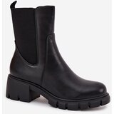 Boto Women's Block Heeled Eco Leather Boots Black Kyra | shoptok.hr