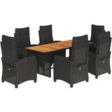  7-dijelni vrtni blagovaonski set s jastucima crni od poliratana | shoptok.hr
