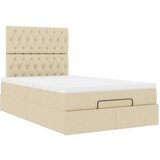 vidaXL Otomanski posteljni okvir z vzmetnico krem 120x200 cm blago | Shoptok.si
