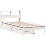 vidaXL Knjižna postelja brez vzmetnice bela 100x200 cm trdna borovina | Shoptok.si