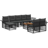  Set vanjskih sofa 10 pcs Crna i tamno siva Poliester - Crna i tamno siva sa stolom | shoptok.hr