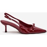 Boto Patent leather pumps with heel with bow burgundy Olvena | shoptok.hr