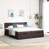vidaXL Okvir kreveta s madracima tamnosmeđi 160x200cm tkanine - Tamno smeđa 160 x 200 cm Blok s kvadratima | shoptok.hr