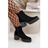 Boto Women's Warm Ankle Boots On Heel Eco Suede Black Irissinae | ePonuda.com