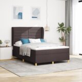  Postelja s podnožjem in vzmetnico Temno rjava 160x200 cm Tkanina, (22051238) | Shoptok.si