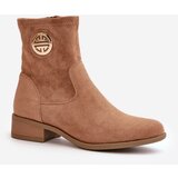 Boto Women'S Ankle Boots With Zipper And Decorative Detail Eco Suede Beige Lerioria | Shoptok.si