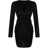 Trendyol Black Sequined Evening Dress with Sequins and Sequins Cene