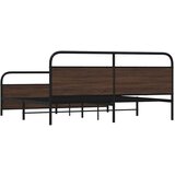 Metalni Kovinski posteljni okvir brez vzmetnice rjavi hrast 200x200 cm, (21610859) | Shoptok.si