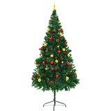vidaXL umjetno božićno drvce s kuglicama i led svjetlima zeleno 210cm | shoptok.hr