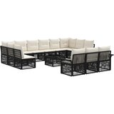 vidaXL Vrtna sedežna garnitura 14 pcs Črna poli ratan, (5000270352) | Shoptok.si
