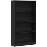  Polica za knjige s 4 etaže crni hrast 80x24x143 cm inženjerski drvo | Shoptok.si