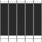 Sobna pregrada s 5 panela crna 200 x 200 cm od tkanine | shoptok.hr