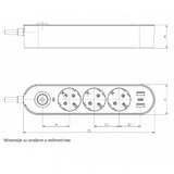 Biton Electronics GS03KU prenosna priključnica (3x šuko+3xUSB) 3m
