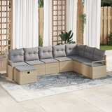vidaXL Set od 8 Vrtnih Sofe s Jastučićima Bež Poli Ratan | shoptok.hr
