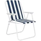 Ležeči vrtni in plažni stol z modrimi črtami, (21629402)