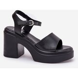 Boto Ladies sandals on chunky heel and platform made of eco leather black Korlevia | shoptok.hr