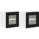vidaXL Stenska kuhinjska omarica s polico 2 pcs Črna 40 x 31 x 40 cm | Shoptok.si