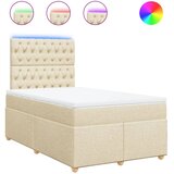 vidaXL Box spring postelja z vzmetnico krem 120x190 cm blago, (21307563) Cene