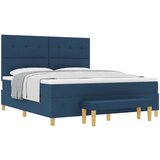 vidaXL Krevet s podnicom s madracem i klupom Plavi 180x200 cm Tkanina | shoptok.hr