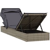 LEŽAJ za sunčanje sklopivi krov sivi 213 x 63 x 97 cm poliratan | shoptok.hr