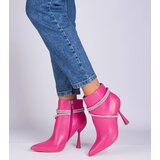 Gemre Pink stiletto ankle boots decorated with rhinestones Fantagaro | Shoptok.si
