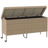 vidaXL Vrtna kutija za pohranu s kotačima bež 160x55x75 cm poliratan | shoptok.hr