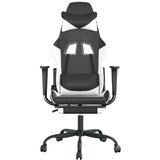  Igraća stolica od umjetne kože s osloncem za noge Crno-bijela | shoptok.hr