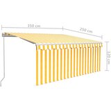 Tenda na ručno uvlačenje s roletom 3,5 x 2,5 m žuto-bijela | shoptok.hr