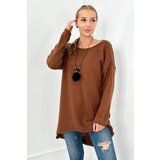 Kesi Sweater with necklace brown Cene