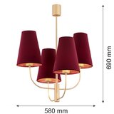  Argon 1827 - Luster na šipci SAFIANO 4xE27/15W/230V bordo | Eponuda.com