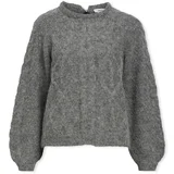 .OBJECT Puloverji Smilla Knit - Medium Grey Melange Siva