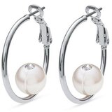 Ženske oliver weber hoop enter pearl mindjuše sa belim swarovski perlama ( 22928r ) cene