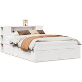Maison Chic Posteljni Okvir - Dvoposteljna postelja brez vzmetnice bel 140x200 cm trdna borovina, (22082349) | Shoptok.si