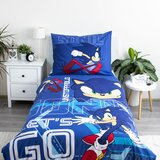 Jerry Fabrics Modra enojna bombažna otroška posteljnina 140x200 cm Sonic "Let´s go" – | Shoptok.si