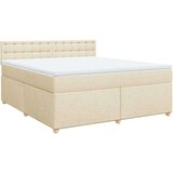 vidaXL Box spring postelja z vzmetnico krem 180x200 cm blago, (21309389) | Shoptok.si