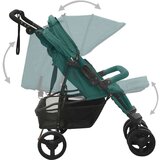  Otroški voziček za dvojčke zelen jeklen | Shoptok.si