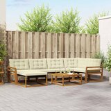 Set vanjskih sofa 7 kom. Prirodna i krem Čvrsto drvo akacije | shoptok.hr