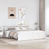 Maison Chic Posteljni okvir - Dvoposteljna postelja - Zakonska postelja z vzglavjem brez vzmetnice bel 200x200 cm, (21694162) | Shoptok.si