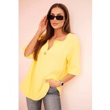 Kesi Włoski Women's muslin shirt with a button yellow Cijene