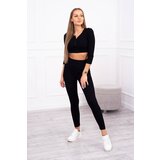 Kesi Ribbed crop top set in black Cene